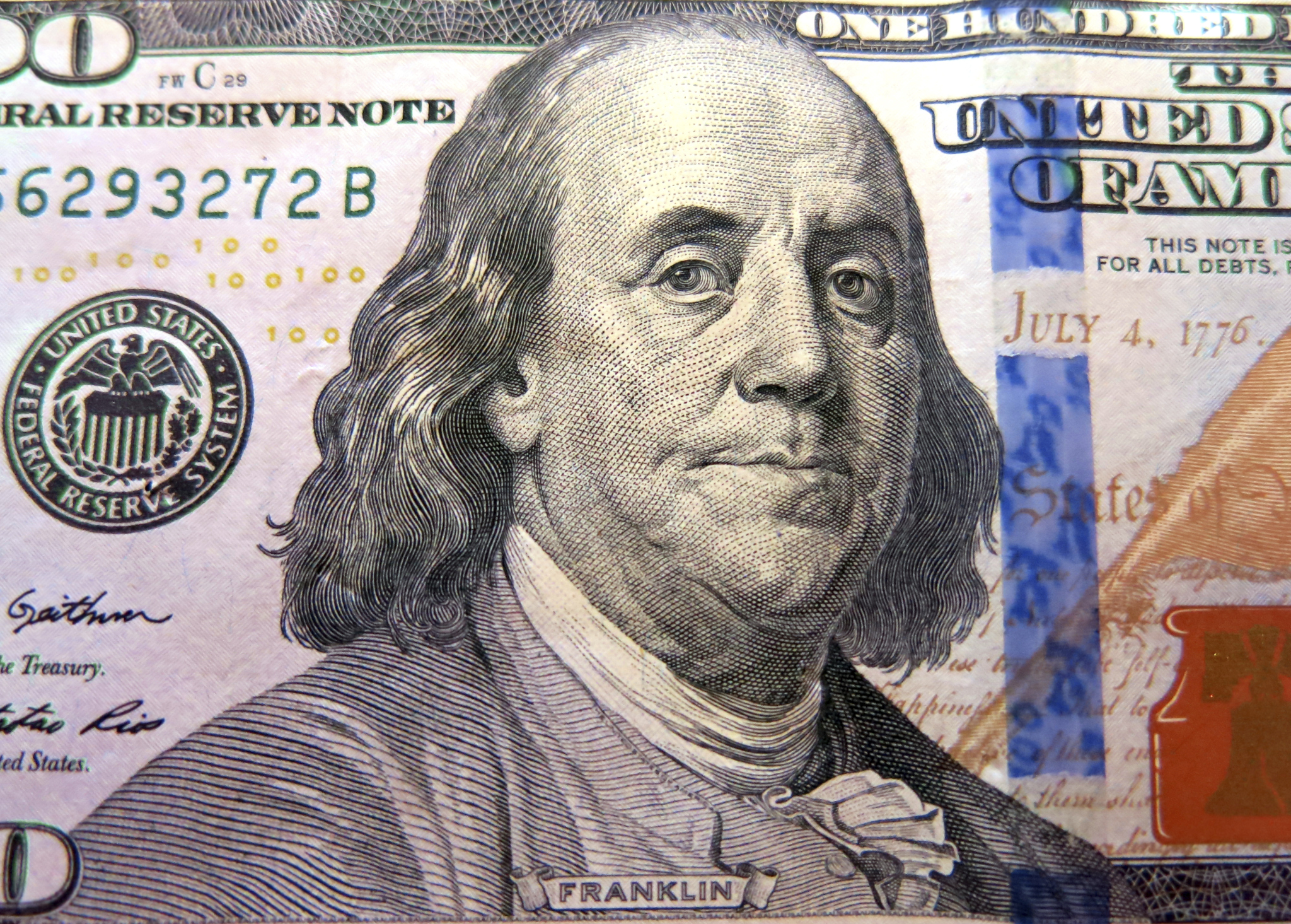 Benjamin Franklin on a US bank note