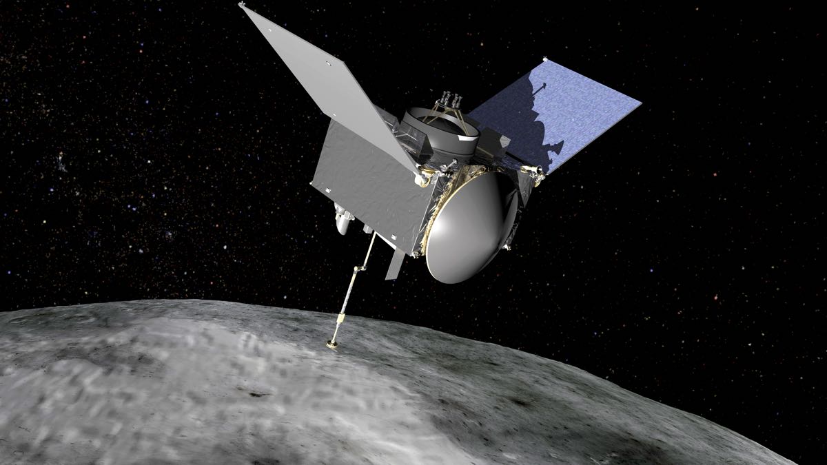Artist's impression of the spacecraft orbiting an asteroid